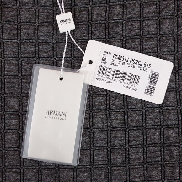 NWT Armani Collezioni Mens Size XXL Gray Crew Neck Pullover Shirt Viscose Blend - Picture 10 of 16